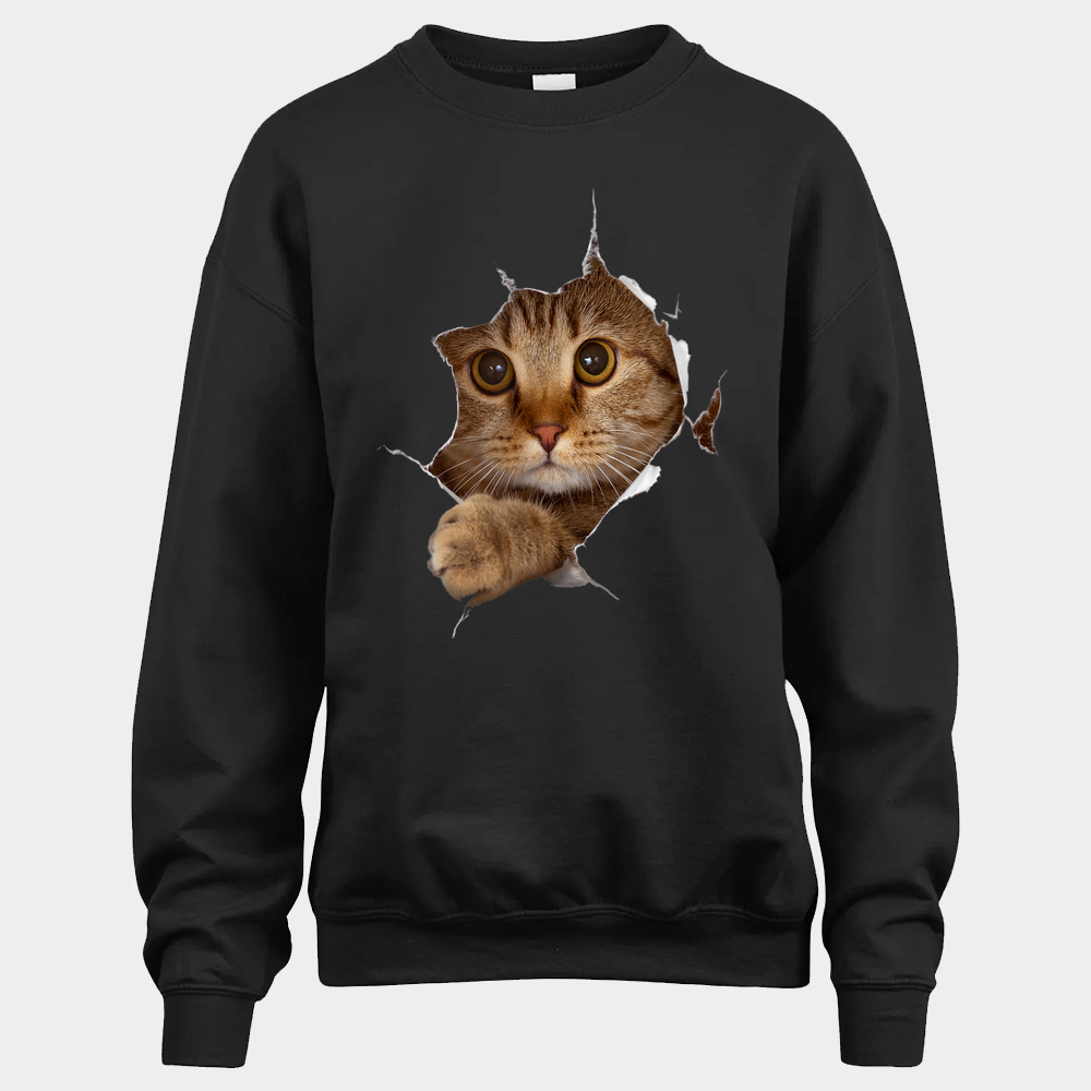 Sweet Kitten Torn Cloth - Funny Cat Lover Cat Owner Cat Lady Unisex Sweatshirt - Black