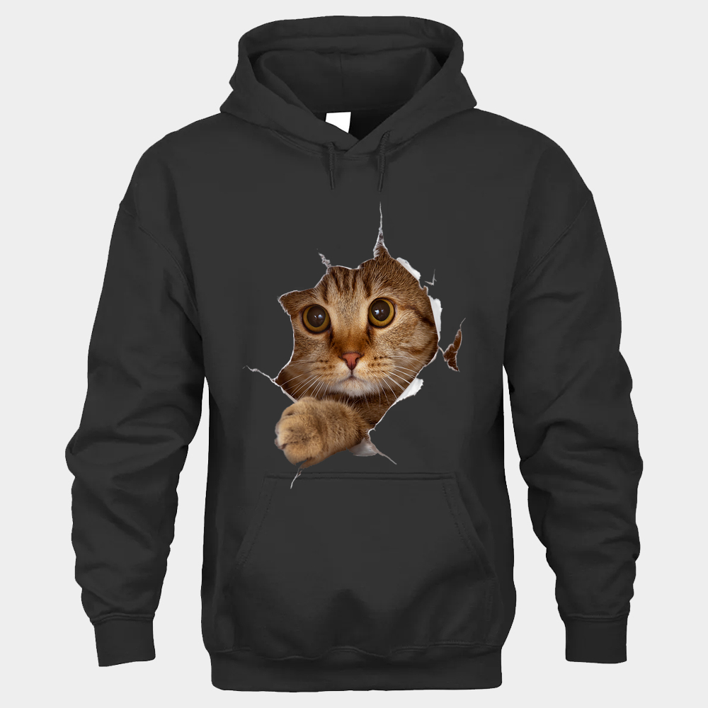 Sweet Kitten Torn Cloth - Funny Cat Lover Cat Owner Cat Lady Unisex Hoodie - Black